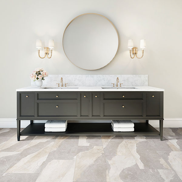 luxury vinyl tile flooring in bathroom